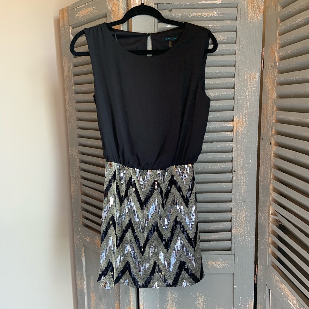 Short black sequin dress